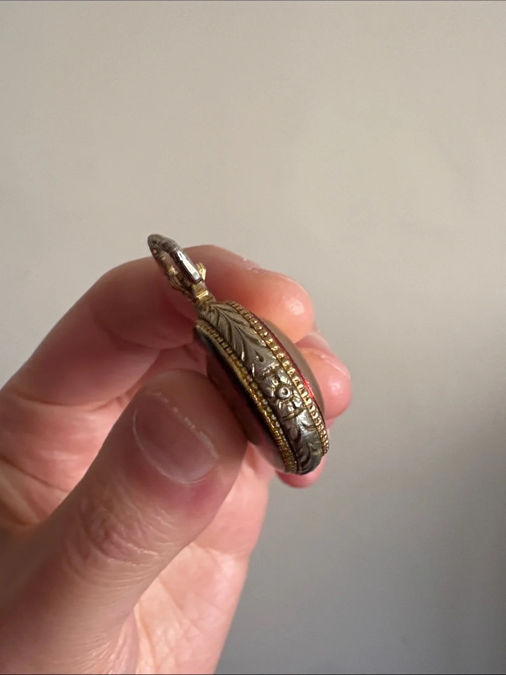 Vintage Namruf Red. Floral Pocket Watch Pendant